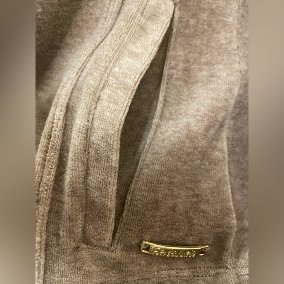 Calvin Klein Performance~Tan Velour Jacket~Zip-Up~Arm Ruching~Pockets~Size L - Picture 9 of 9